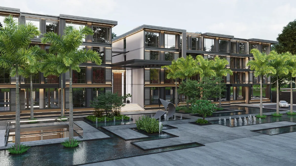 Architectural visual of WBR serviced residences in New Cairo